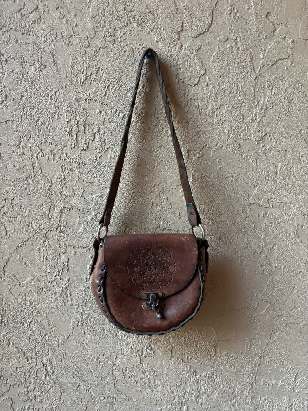High quality Brown Leather Crossbody Saddle Bag -Vintage Women's Purse